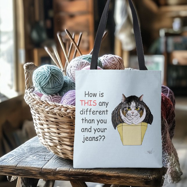 Tote Bag Chat Tabby Rondouillard Drôle Boîte (Créateur téléchargé)