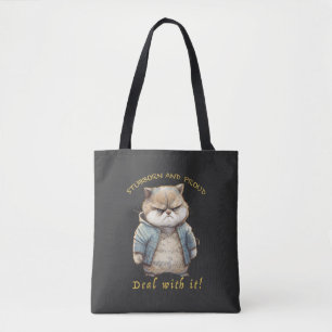 Tote Bag Chat Têtu Devoir Avec Elle Mignonne Adorable Drôle