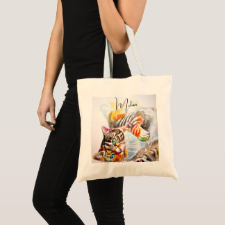 Tote Bag Chat Tigre Aquarelle Chats Mignons