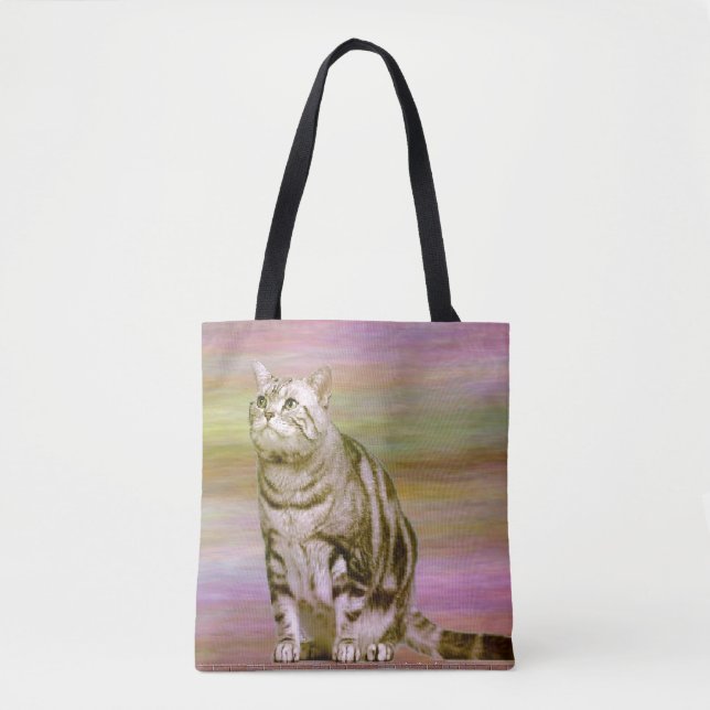 Tote Bag Chat tigré argenté (Devant)