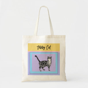 Tote Bag Chat Tigre Violet Femmes Couleurs Pastel