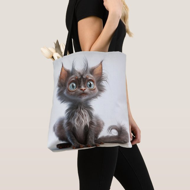 TOTE BAG CHAT TRÈS GRIS LYKOI (De près)