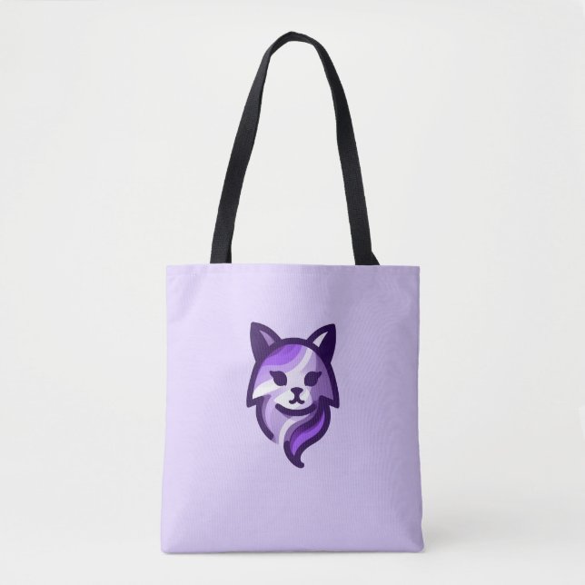 Tote Bag Chat violet élégant (Devant)