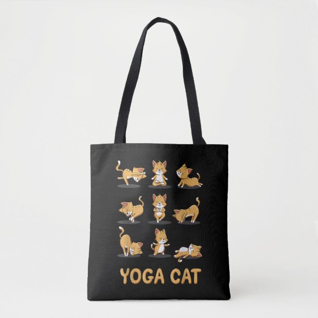 Tote Bag Chat Yoga Zen Chat Yoga Pose Méditation Hommes Fem (Devant)