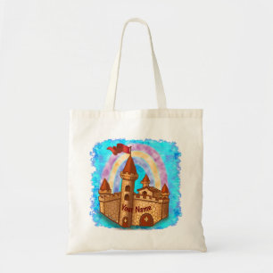 Tote Bag Château arc-en-ciel nom personnalisé