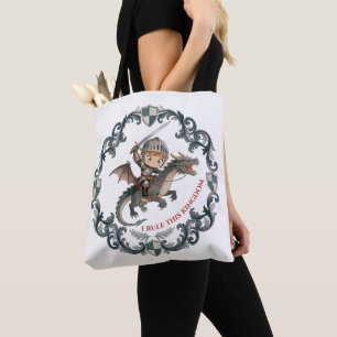 Tote Bag Château de Chevalier Dragon Mignon Aquarelle Royau