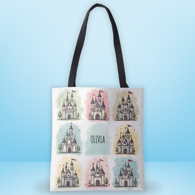 Tote Bag Château de conte de fées adorable Doodles (Créateur téléchargé)