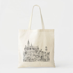 Tote Bag Château de Neuschwanstein Allemagne Art de ligne