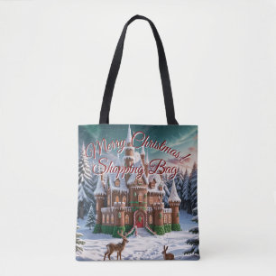 Tote Bag Château de pain d'épices de la forêt de Noël