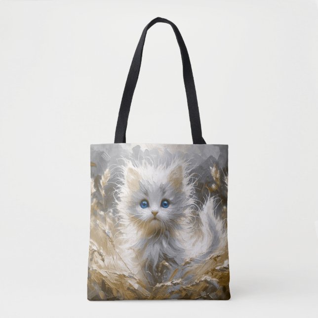 Tote Bag Chaton blanc précieux (Devant)