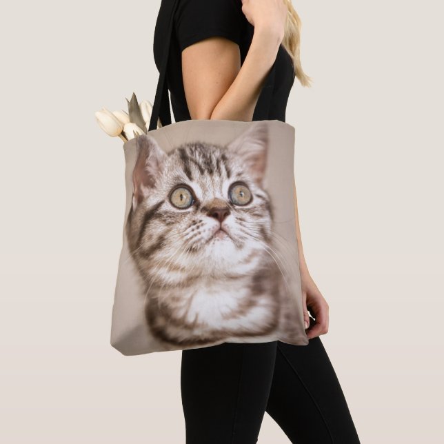 Tote Bag Chaton britannique gris mignon de cheveux courts (De près)