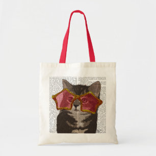 Tote Bag Chaton dans des lunettes de soleil d'étoile