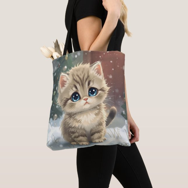 Tote Bag Chaton Dans La Neige (De près)