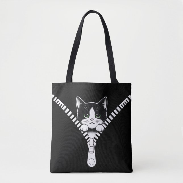 Tote Bag Chaton de chat drôle qui regarde (Devant)