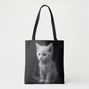 Tote Bag Chaton Fantastique Fumé Blanc Mignon