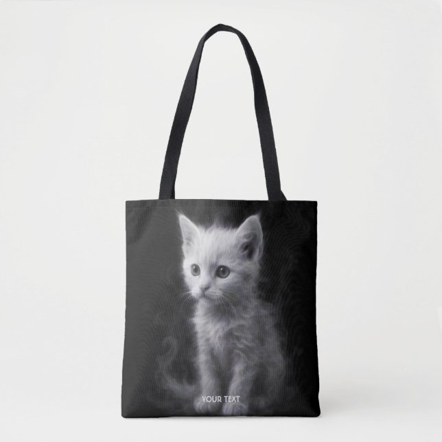 Tote Bag Chaton Fantastique Fumé Blanc Mignon (Devant)