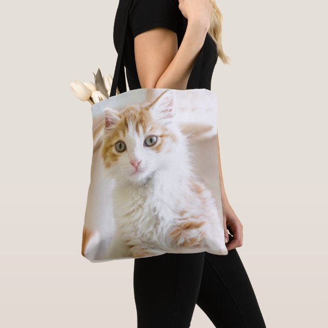 Tote Bag Chaton orange et blanc (De près)