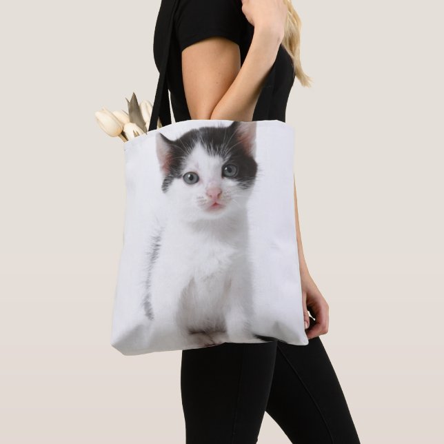 Tote Bag Chaton repéré par noir (De près)