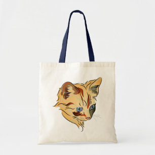 Tote Bag Chaton tigré orange avec des yeux bleus