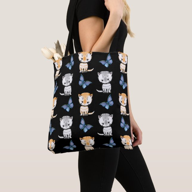 Tote Bag Chatons et papillons (De près)