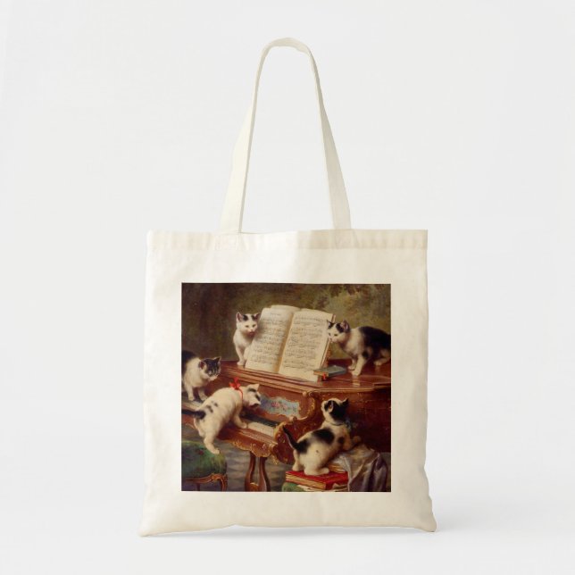 Tote Bag Chatons et piano (Devant)