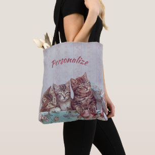 Tote Bag Chatons vintages dans une boîte Casquette Personna