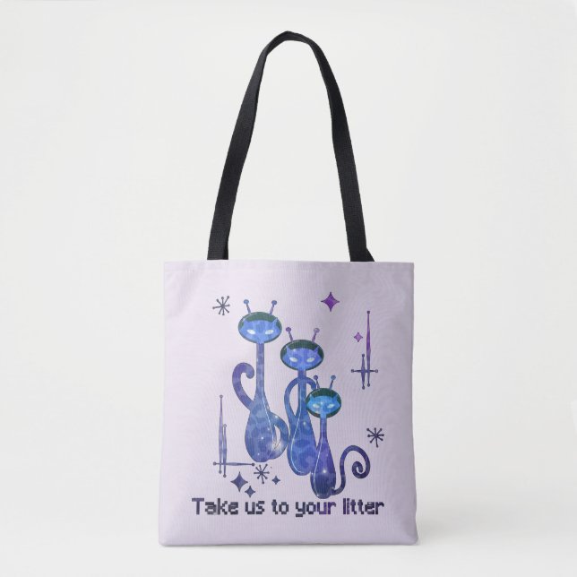 Tote Bag Chats Aliens amusants - "Emmenez-Nous Sur Votre Li (Devant)