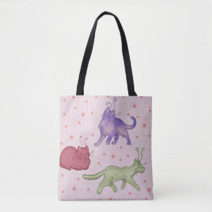 Tote Bag Chats Aliens Espace Fantaisiste Chat Drôle Sci-Fi