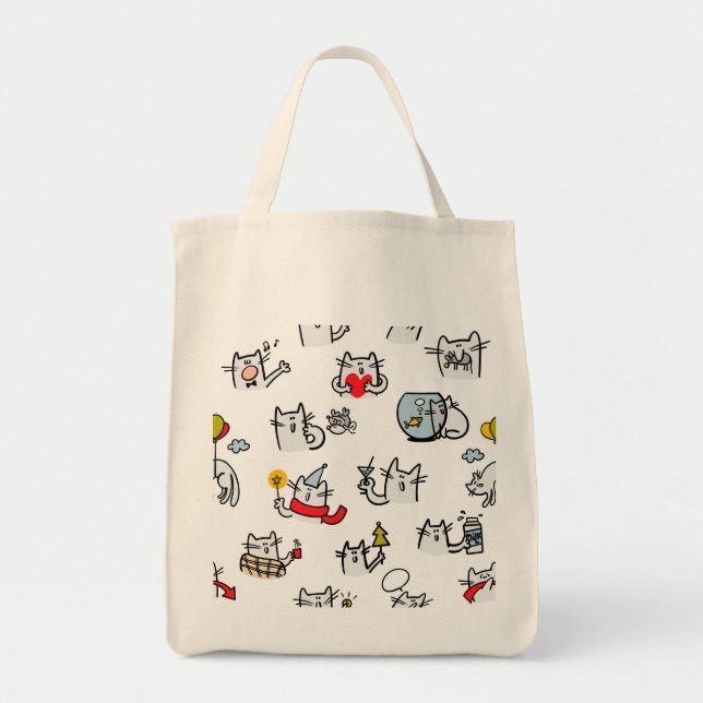 Tote Bag Chats amusants, lait et magie. (Devant)
