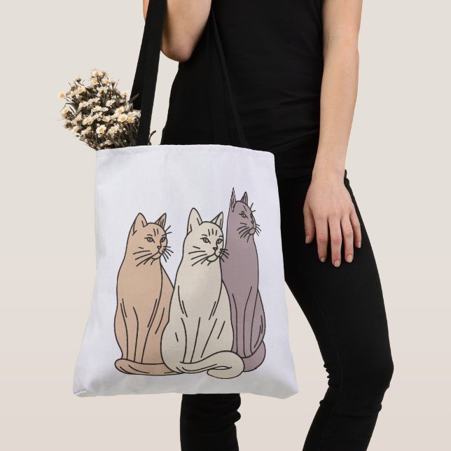 Tote Bag Chats assis regardant  (De près)