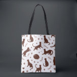Tote Bag Chats au Chocolat<br><div class="desc">Ce sac fourre-tout charmant présente un motif captivant de silhouette de chat brun chocolat. Le design est à la fois élégant et adorable, ce qui en fait un accessoire parfait pour les amoureux des chats et ceux qui apprécient les designs subtils et élégants. C'est un moyen pratique et élégant de...</div>