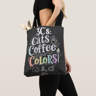 Tote Bag Chats Café et Couleurs