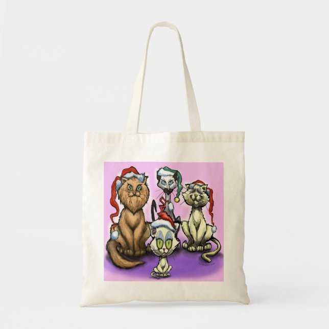 Tote Bag Chats Casquettes de Noël (Devant)