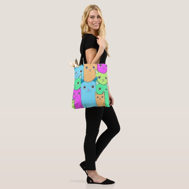 Tote Bag chats colorés (Sur le modèle)
