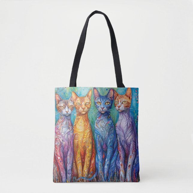 Tote Bag Chats colorés mignons (Devant)
