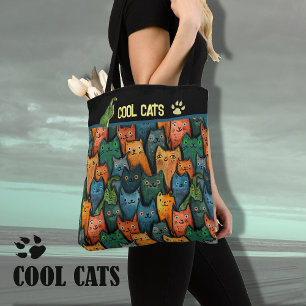 Tote Bag Chats cool aquarelle Fourre-tout