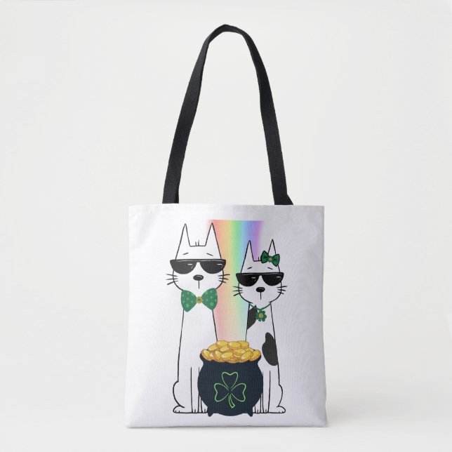 Tote Bag Chats cools avec pot d'or  (Devant)