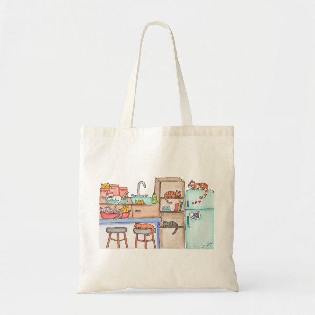 Tote Bag Chats dans la cuisine (Devant)