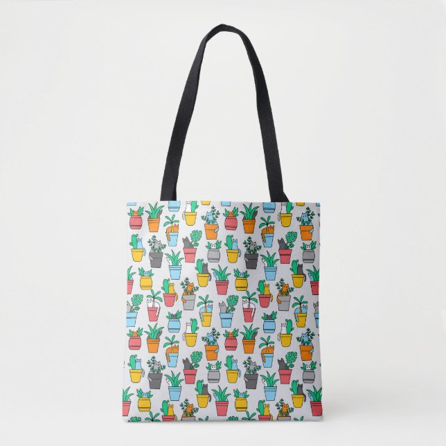 Tote Bag Chats dans les pots à fleurs (Devant)