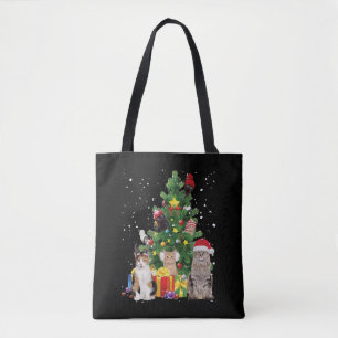 Tote Bag chats d'arbre de noël - chatte chandail de noël