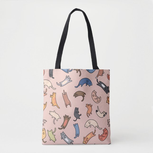 Tote Bag Chats de gribouillis motifs sans couture, illustra (Devant)