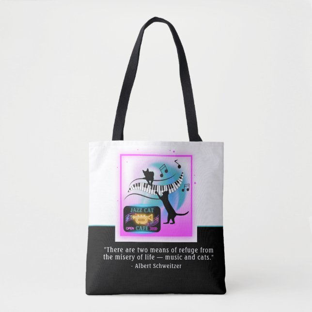 Tote Bag Chats de jazz | Piano | Schweitzer Quote Fourre-to (Devant)