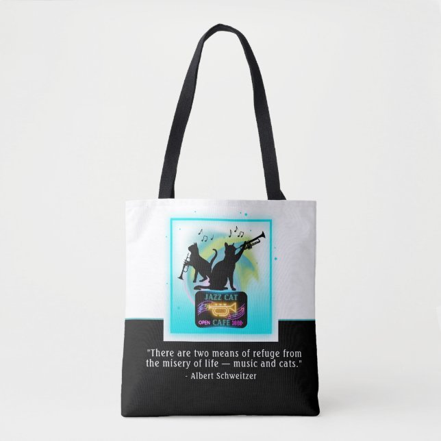 Tote Bag Chats de jazz | Trumpet | Schweitzer Quote Fourre- (Devant)