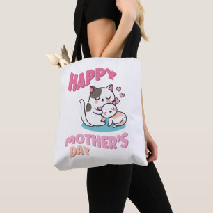 Tote Bag Chats de la Fête des Mères, style kawaii