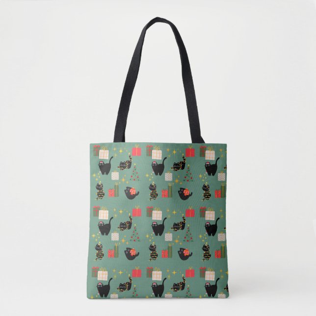 Tote Bag Chats de Noël drôles (Devant)
