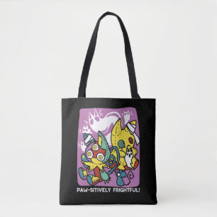 Tote Bag Chats déplaisants Halloween Art : Paw-sitly Fright