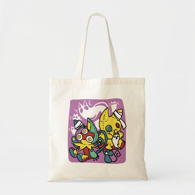 Tote Bag Chats déplaisants Halloween Art : Paw-sitly Fright (Devant)