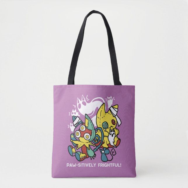Tote Bag Chats déplaisants Halloween Art : Paw-sitly Fright (Devant)