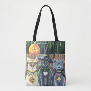 Tote Bag Chats d'Halloween en costume Aquarelle Art