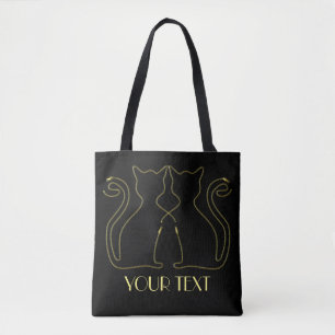 Tote Bag Chats d'or de fermeture éclair dans l'amour